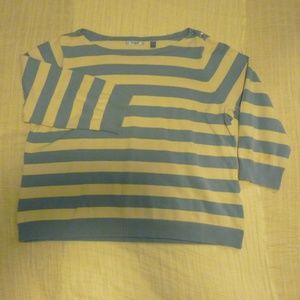 Boxy Cotton Blue and White Striped Sweater #1021